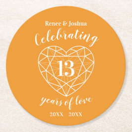 Posavasos Redondo De Papel Aniversario de la Citrina 13 años Casas de fiesta 