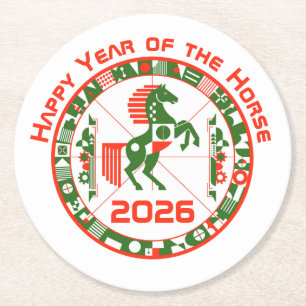 Posavasos Redondo De Papel Año del caballo 2026