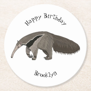 Posavasos Redondo De Papel Anteater personalizado ilustracion