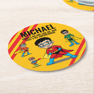 POSAVASOS REDONDO DE PAPEL ANTI-STRESS KIDS HERO SUPERHERO POWER TEAM
