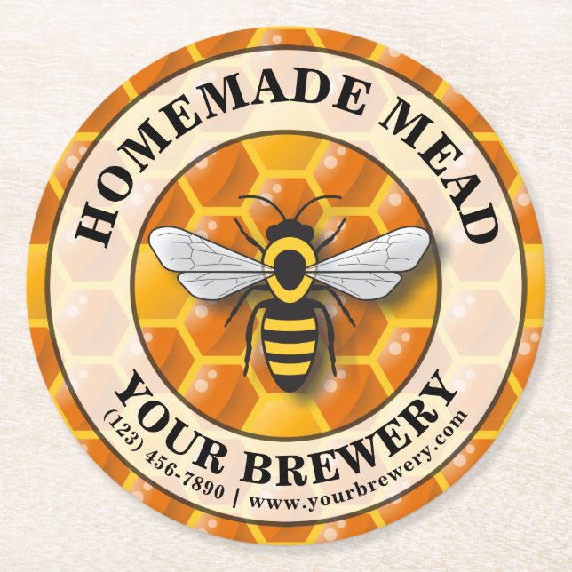 Posavasos Redondo De Papel Apiario de abeja de miel/plantilla de carne (Anverso)