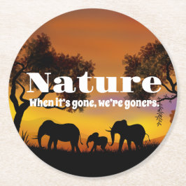 Posavasos Redondo De Papel Apreciar la naturaleza y los elefantes