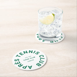 Posavasos Redondo De Papel Après Tennis Club Cresta Verde Personalizada