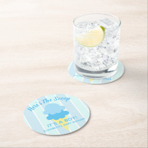 Posavasos Redondo De Papel Aquí está el Baby Shower de verano de Scoop Ice Cr