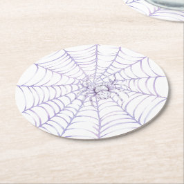 Posavasos Redondo De Papel Araña de Halloween lavanda en telaraña