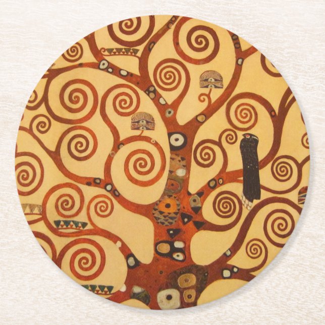 Posavasos Redondo De Papel Árbol con ramas giratorias (Anverso)