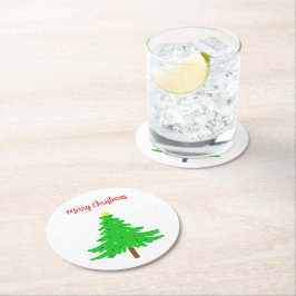Posavasos Redondo De Papel Árboles de Navidad Divertidos Festivos