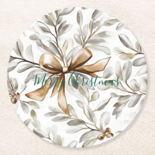 Posavasos Redondo De Papel Arco de Crema de Pan de Jengibre Navidad