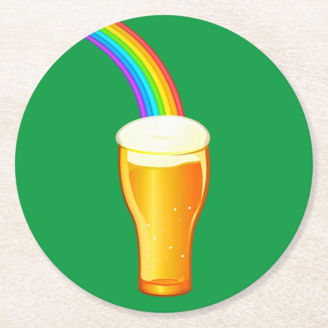 Posavasos Redondo De Papel Arcoiris de cerveza (Anverso)