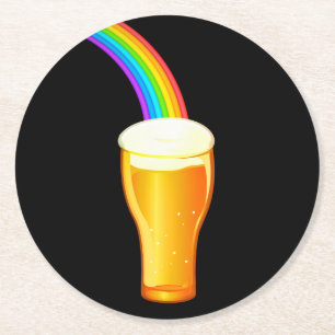 Posavasos Redondo De Papel Arcoiris de cerveza