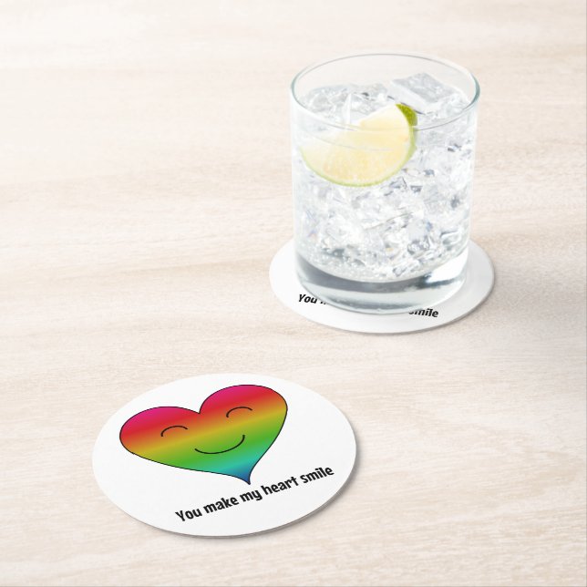 Posavasos Redondo De Papel Arcoiris haces sonreír mi corazón (In situ)