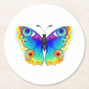 Posavasos Redondo De Papel Arcoiris mariposa Peacock Eye