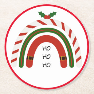 Posavasos Redondo De Papel Arcoiris navidad deja que nieve