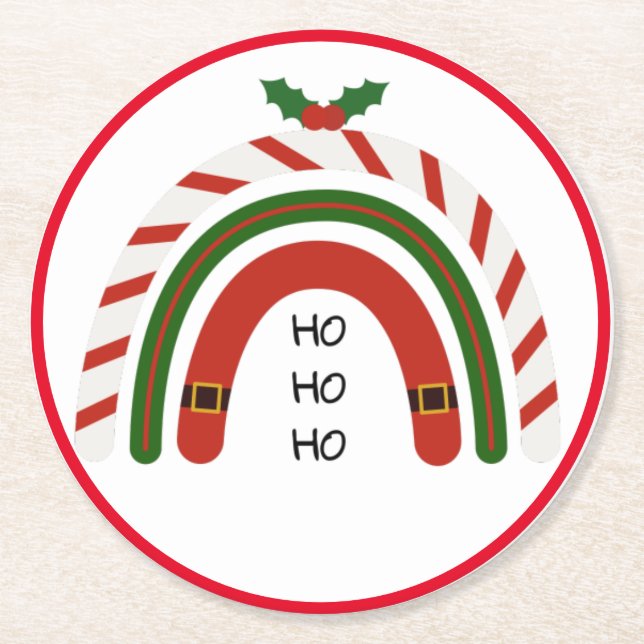 Posavasos Redondo De Papel Arcoiris navidad deja que nieve (Anverso)