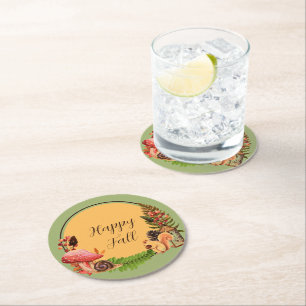 Posavasos Redondo De Papel Ardilla y naturaleza con texto personalizable