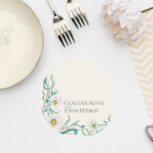 Posavasos Redondo De Papel Art Nouveau Floral Wedding Coaster