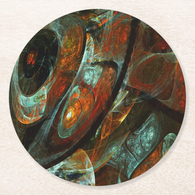 Posavasos Redondo De Papel Arte abstracto de división de tiempo (Anverso)