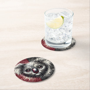 Posavasos Redondo De Papel Arte de koala en fondo texturizado