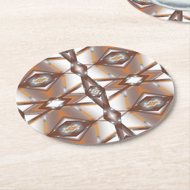 Posavasos Redondo De Papel Arte de Ombre de tono de tierra concéntrico con bo (En perspectiva)