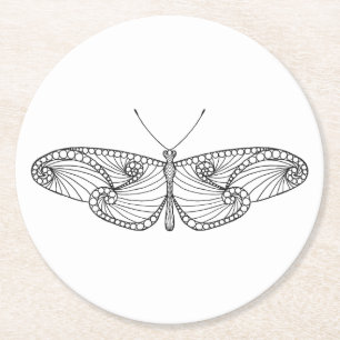 Posavasos Redondo De Papel Arte inspirado de la mariposa
