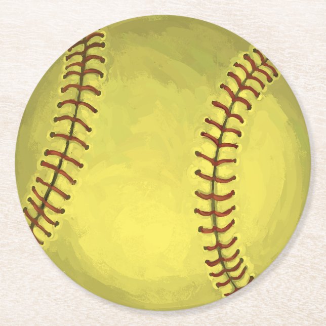 Posavasos Redondo De Papel Arte Softball pintado (Anverso)
