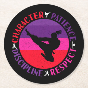Posavasos Redondo De Papel Artes Marciales Valores Fundamentales - Karate