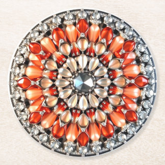 Posavasos Redondo De Papel Aspecto elegante con joyas naranjas