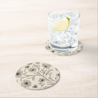 Posavasos Redondo De Papel Astracción floral abstracta