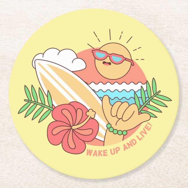 Posavasos Redondo De Papel Astras de papel de la temporada de verano (Anverso)