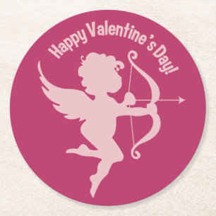 Posavasos Redondo De Papel Astras de papel de Valentine Cupido
