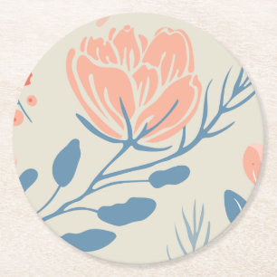 Posavasos Redondo De Papel Astras de papel - Elegante diseño rosa y azul