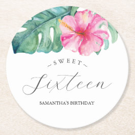 Posavasos Redondo De Papel Astratos Personalizados de Luau Tropical