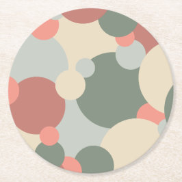 Posavasos Redondo De Papel Ataques de papel de moléculas rojas-verdes