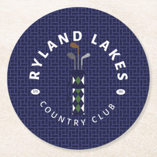 Posavasos Redondo De Papel Ataques de papel - Icono de clubes de golf