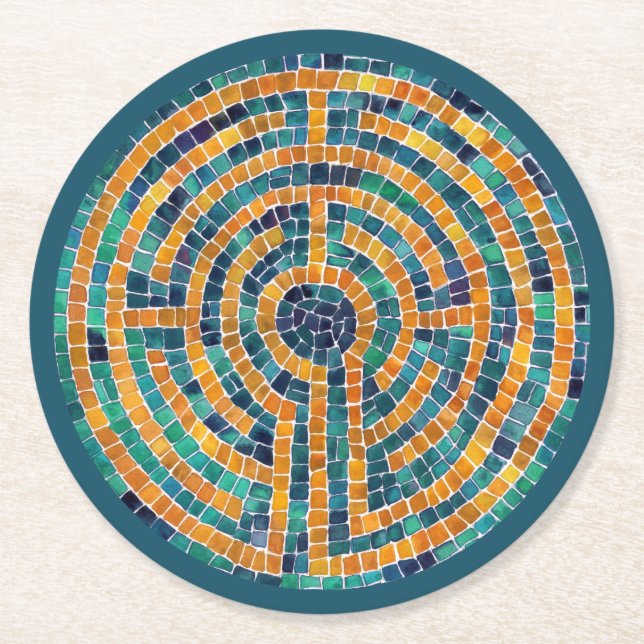 Posavasos Redondo De Papel Ataques de papel redondo LABYRINTH II - Verde (Anverso)