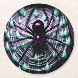 Posavasos Redondo De Papel ¡Aterradora Araña Negra Gigantesca!