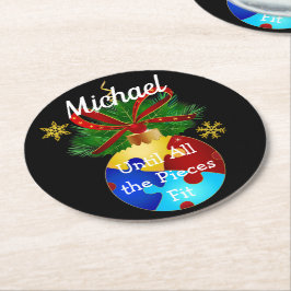 Posavasos Redondo De Papel Autismo Navidades Bauble