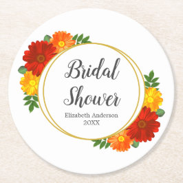 Posavasos Redondo De Papel Autumn Florals Bridal Shower