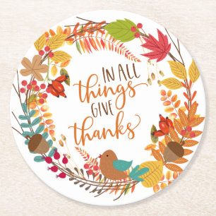 Posavasos Redondo De Papel Autumn Wreath Give