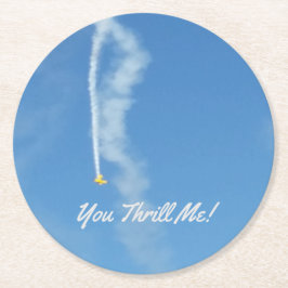 Posavasos Redondo De Papel Avión Aviso Vintage