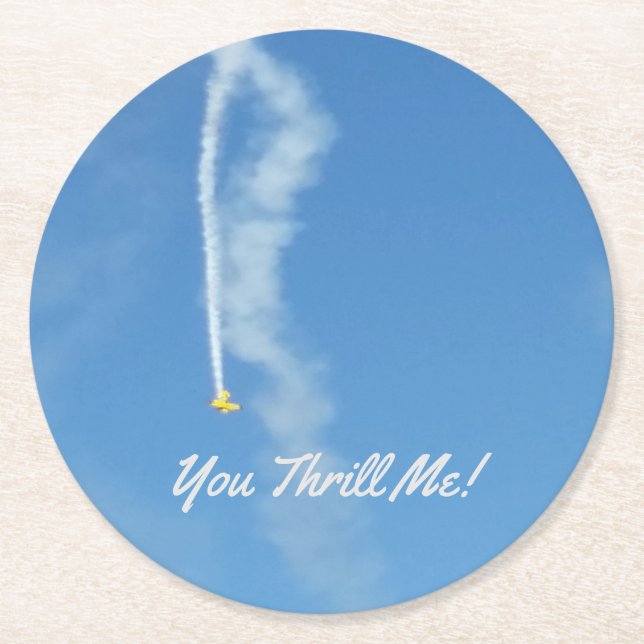 Posavasos Redondo De Papel Avión Aviso Vintage (Anverso)