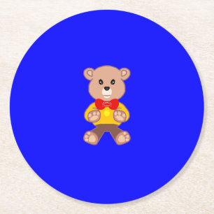 Posavasos Redondo De Papel Azul del oso
