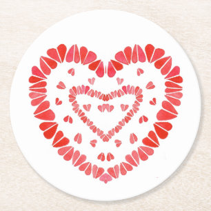 Posavasos Redondo De Papel AZULEJOS DE papel redondo de los CORAZONES DULCES