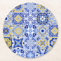 Azulejos mediterráneos azules y cítricos