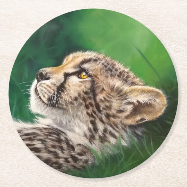 Posavasos Redondo De Papel Baby Cheetah Coaster (Anverso)