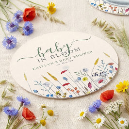 Posavasos Redondo De Papel Baby in Bloom Wildflower Meadow Baby Shower