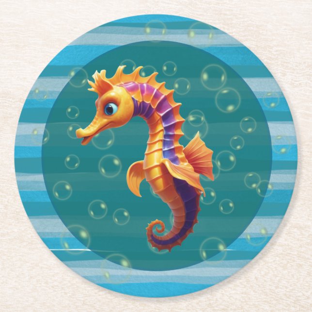 Posavasos Redondo De Papel Baby Seahorse Paper Coasters (Anverso)