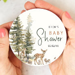 Posavasos Redondo De Papel Baby Shower de animales de bosque forestal<br><div class="desc">Presentamos nuestra montaña de papel redondo de los animales de bosque para bebés ducha, perfecta para una celebración tierna y caprichosa. Con una temática de selva acuática moderna con criaturas adorables como zorro, oso marrón, conejo y ciervo, es ideal para una ducha de género neutro. Este diseño bohemio ofrece un...</div>