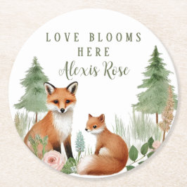 Posavasos Redondo De Papel Baby Shower de Woodland Animals