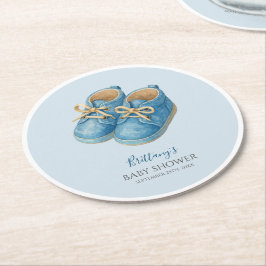 Posavasos Redondo De Papel Baby Sneakers Sports Baby Shower 